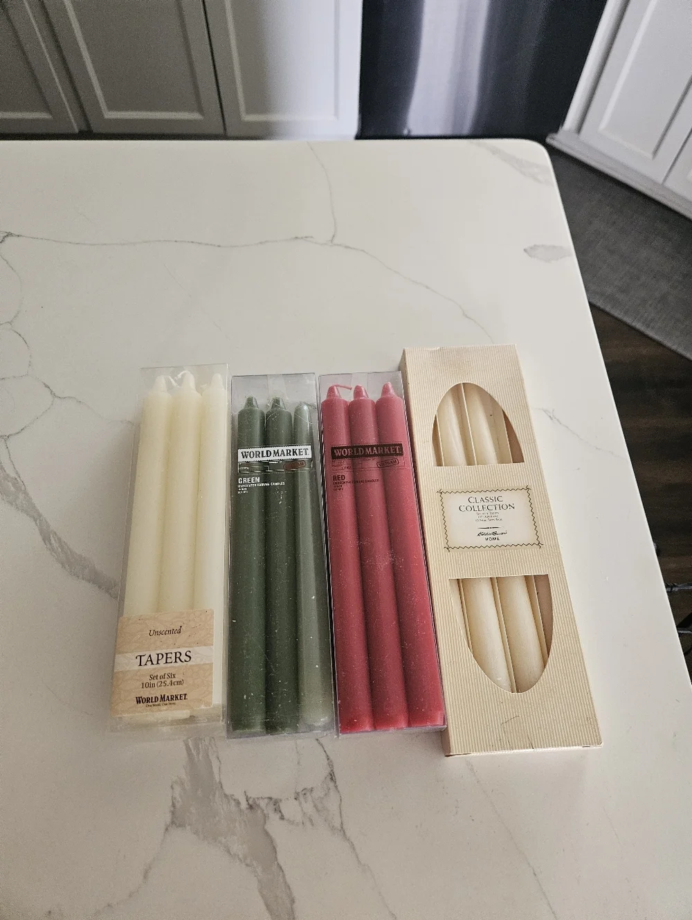 Eddie Bauer Cost Plus World Market Taper Candle Set - Red, Green, Ivory